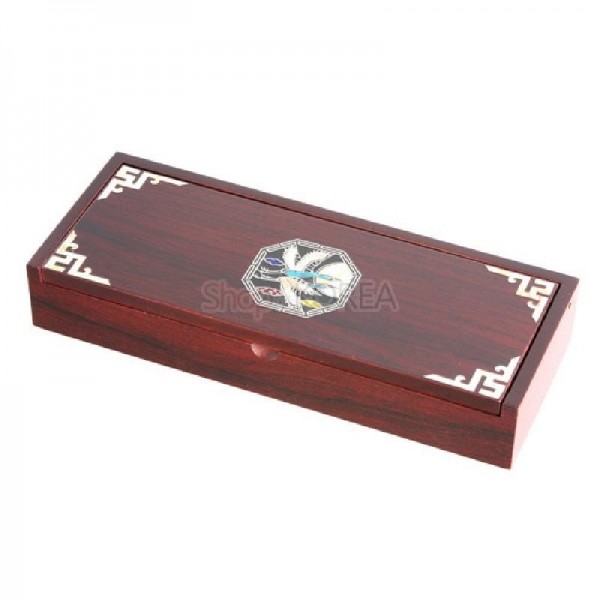 상감자동필함-은선팔각학 - 한쌍의 학과 해 그리고 구름의 조화