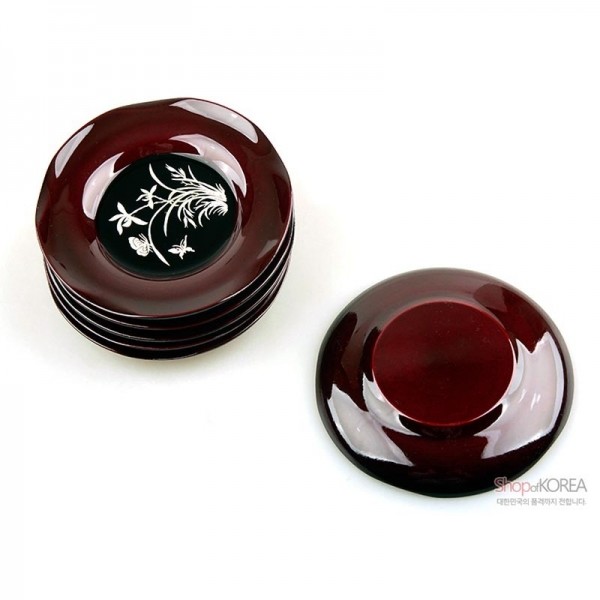 나전칠기 난초 컵받침 4종세트 - 나전칠기로 제작된 고급 컵받침 세트