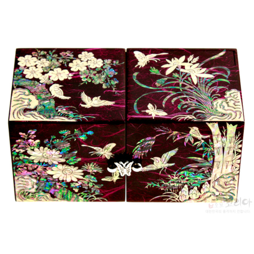 한지쌍합-사군자[자색] - 사군자의 멋이 담긴 쌍합보석함