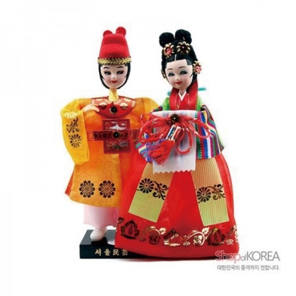 작은 한복 인형들-왕과비[익선관] - 한국의 전통의복을 재현한 한복인형