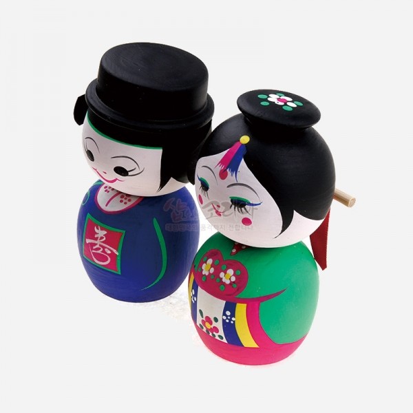 목각흔들인형-신랑신부 - 예쁘고 귀여운 전통혼례모습의 신랑신부 인형