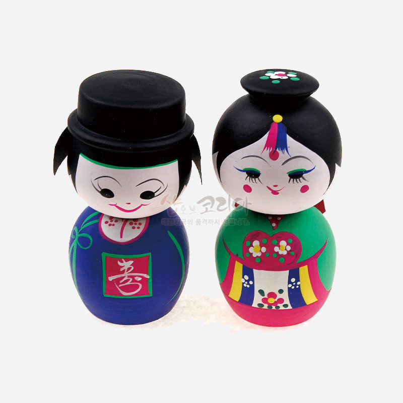 목각흔들인형-신랑신부 - 예쁘고 귀여운 전통혼례모습의 신랑신부 인형