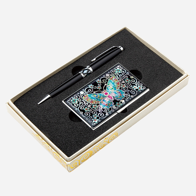 명함케이스와 볼펜2종세트-채색나비 - 실속넘치는 명함케이스 볼펜세트