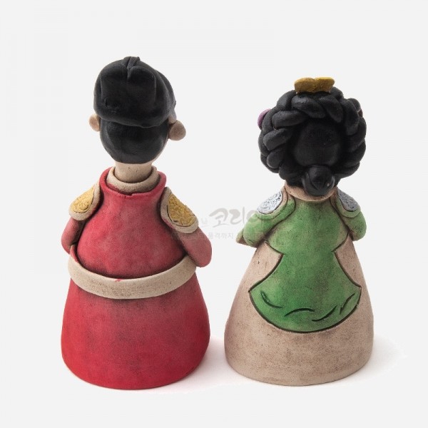 황토인형-왕과왕비 - 황토로 구워내 채색한,도자기 기법의 전통인형