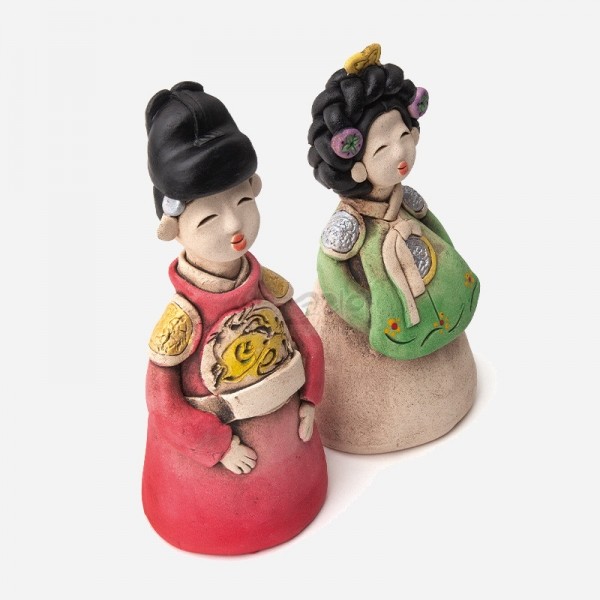 황토인형-왕과왕비 - 황토로 구워내 채색한,도자기 기법의 전통인형