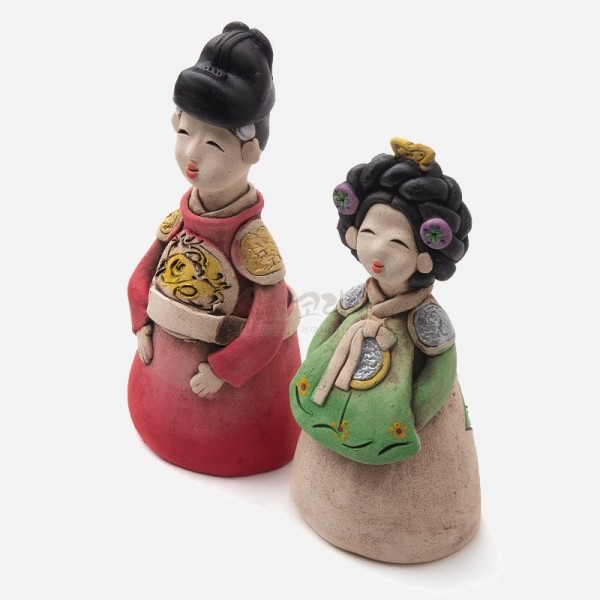 황토인형-왕과왕비 - 황토로 구워내 채색한,도자기 기법의 전통인형