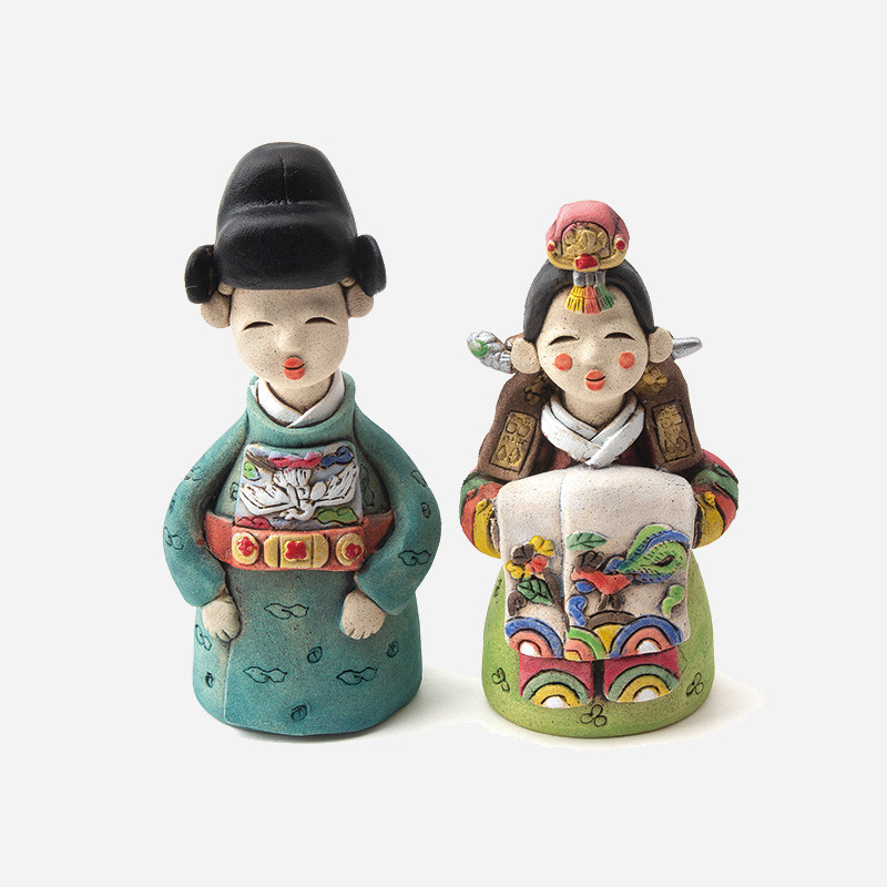 특별한 황토인형-신랑신부 - 특별히 신경써 섬세하게 만든 황토인형,도자기 기법의 전통인형