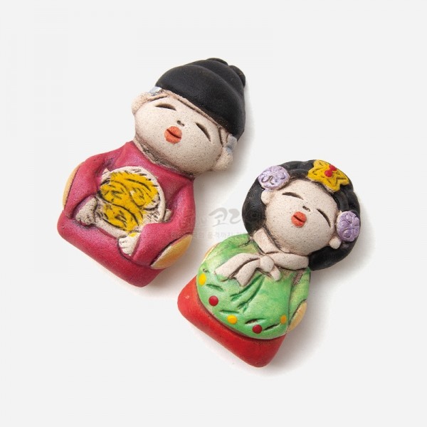 냉장고 자석 황토 -왕과왕비 - 늘 생활속에 함께하는 한국적인 선물