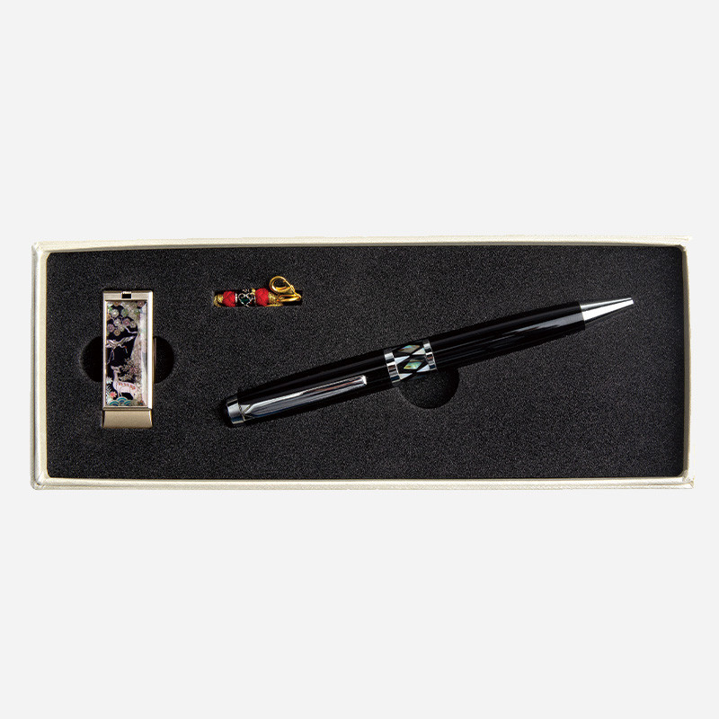 자개 USB 볼펜세트-장생도16G,32G - 자개에 전통 무늬를 넣은 usb, 고급 자개볼펜 세트