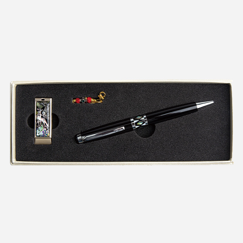 자개 USB 볼펜세트-십장생16G,32G - 자개에 전통 무늬를 넣은 usb, 고급 자개볼펜 세트