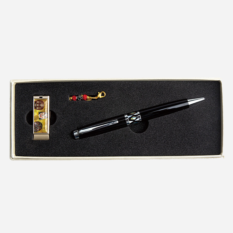 자개 USB 볼펜세트-한국의탈16G,32G - 자개에 전통 무늬를 넣은 usb, 고급 자개볼펜 세트