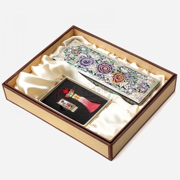 자개필함세트-나전으로 핀 모란(필함,usb32G) - 목단과 나비의 화려한 나전칠기 필함+usb 2종세트