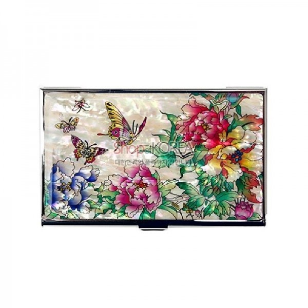 자개필함세트-나전으로 핀 모란(필함,명함함,명함케이스) - 목단과 나비의 화려한 나전칠기 필함 3종세트 필함+명함함+명함케이스