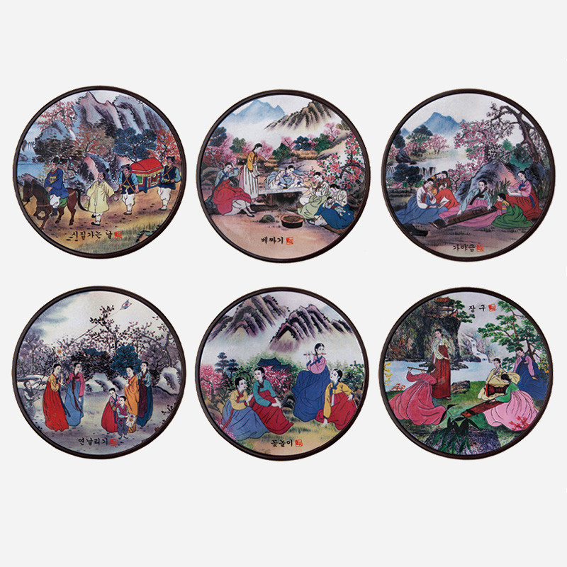 전통컵받침-풍속도 - 
