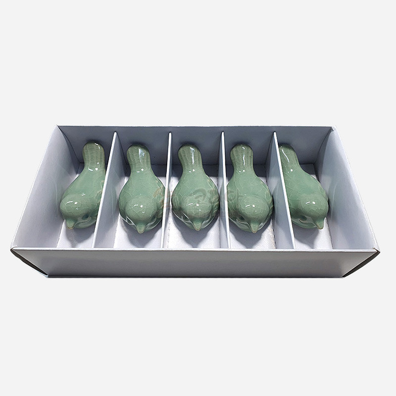 청자수저받침 참새 5종세트 - 참새 디자인의 청자 수저 받침 5p세트