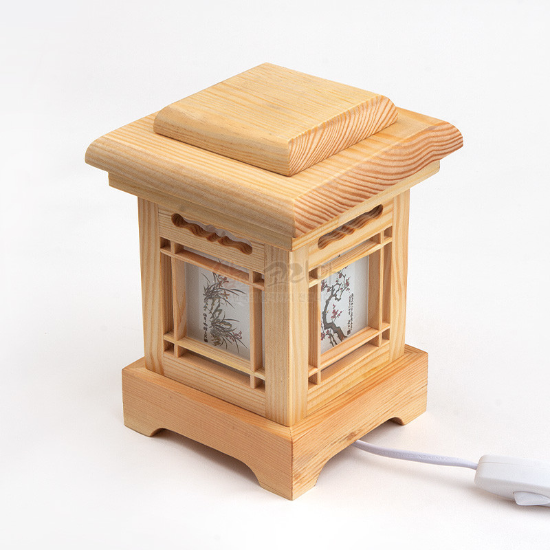 전통 사각등 작은 땅 - 사군자 창문 - 30년 목공예 장인이 손으로 직접 만든 침실등