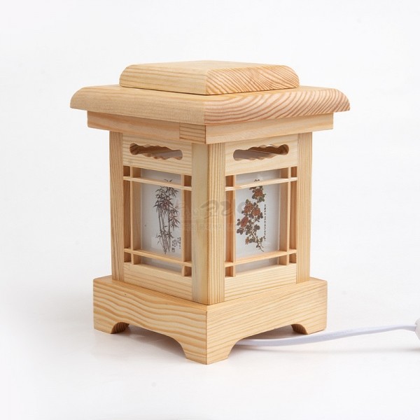 전통 사각등 작은 땅 - 사군자 창문 - 30년 목공예 장인이 손으로 직접 만든 침실등