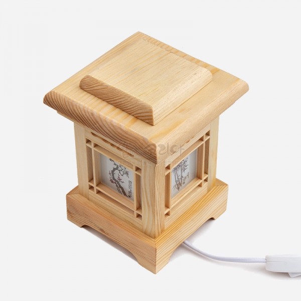 전통 사각등 작은 땅 - 사군자 창문 - 30년 목공예 장인이 손으로 직접 만든 침실등