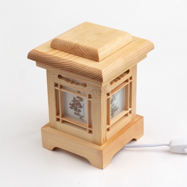 전통 사각등 작은 땅 - 사군자 창문 - 30년 목공예 장인이 손으로 직접 만든 침실등