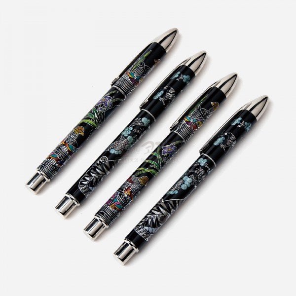 자개문양 4종펜-호작도와 원앙 - 한국의 전통 문양을 담은 볼펜세트