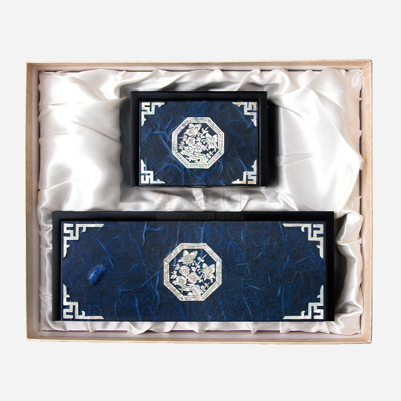 한지자동함세트-청매화(필함,명함함) - 고급스러운 한지와 자개의 조화