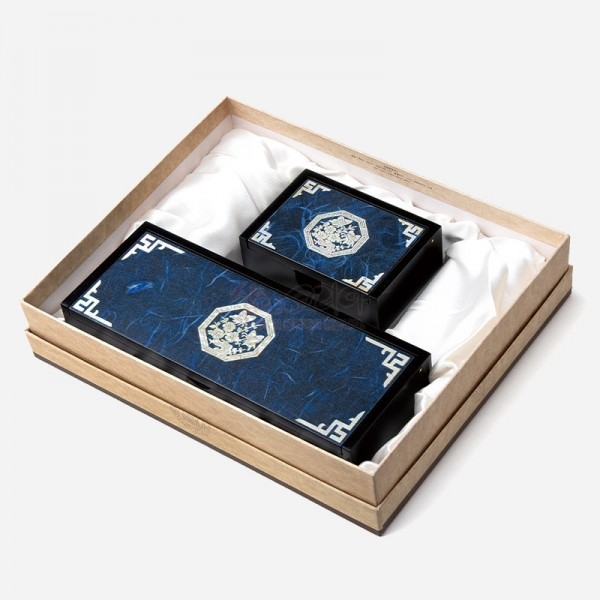 한지자동함세트-청매화(필함,명함함) - 고급스러운 한지와 자개의 조화