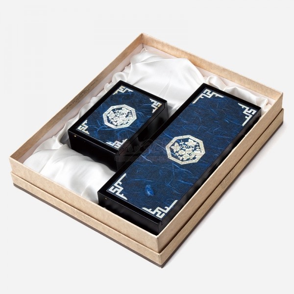 한지자동함세트-청매화(필함,명함함) - 고급스러운 한지와 자개의 조화