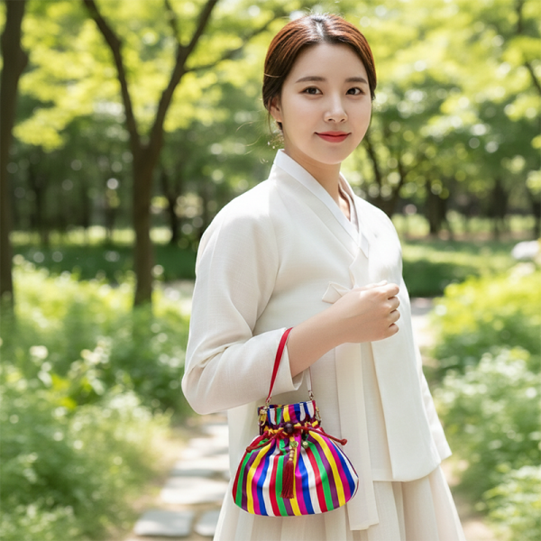 수공예 색동복주머니 손지갑 - 한복 숙련공이 전통을 살리면서도 현대적인으로 만든제품