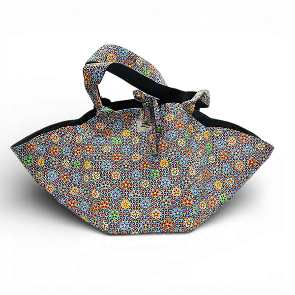 오색단청 카바스 빅백 - 단청의 해모양과 꽃모양의 한국전통 핸드백