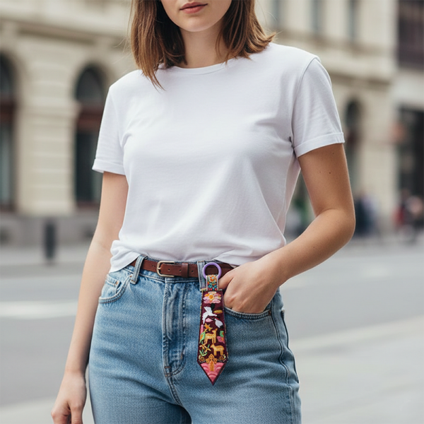 십장생 자수 키링 - 장수와 복을 상징하는 십장생 문양을 담은 키링