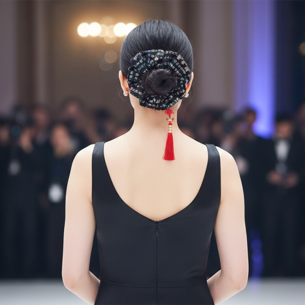 은빛 훈민정음 헤어밴드 - 은빛 나전칠기의 화려한 느낌으로 만든 헤어 곱창밴드