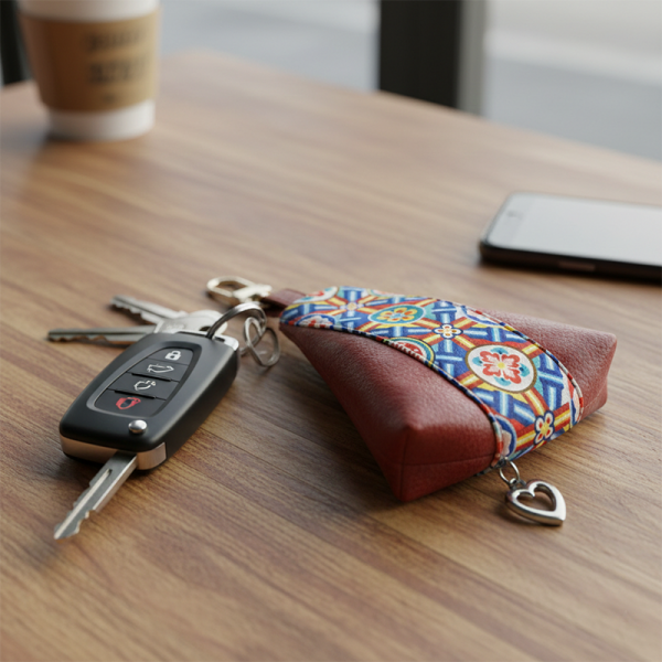 전통단청 동전지갑(적색) - 단청 무늬를 현대적인 감각으로 만든 삼각형 동전지갑