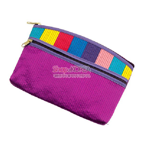누비 수(秀) 색동티슈지갑(대)-보라 - 색동 무늬가 예쁜 누비티슈지갑