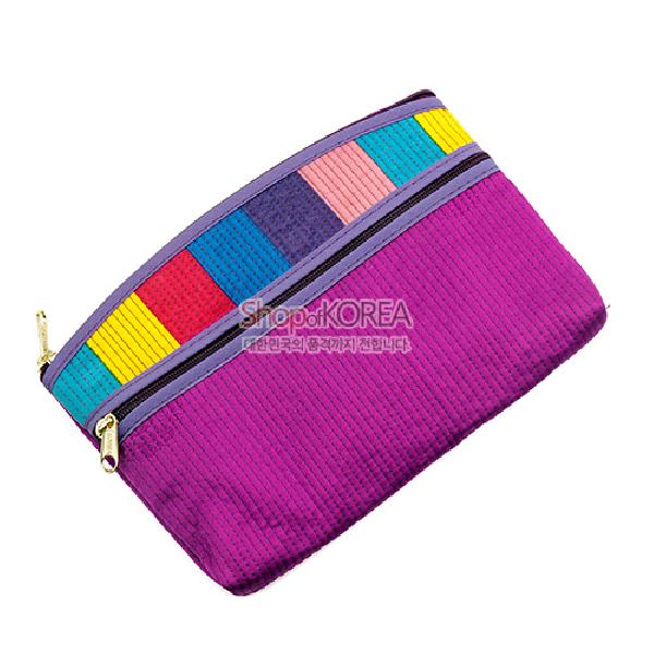 누비 수(秀) 색동티슈지갑(대)-보라 - 색동 무늬가 예쁜 누비티슈지갑