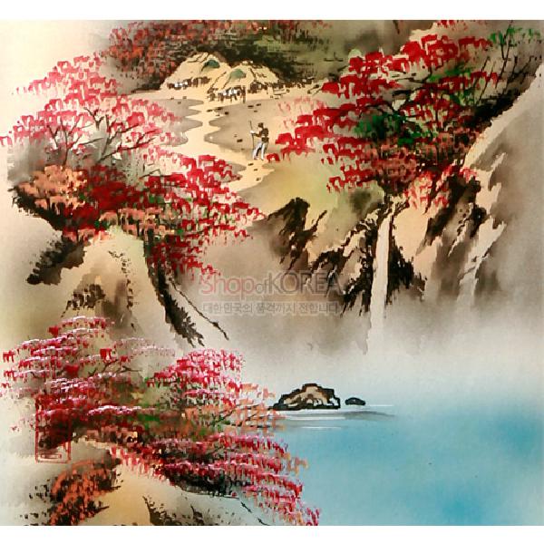 족자小-산수도(가을) - 화려하고 섬세한 붓터치의 족자