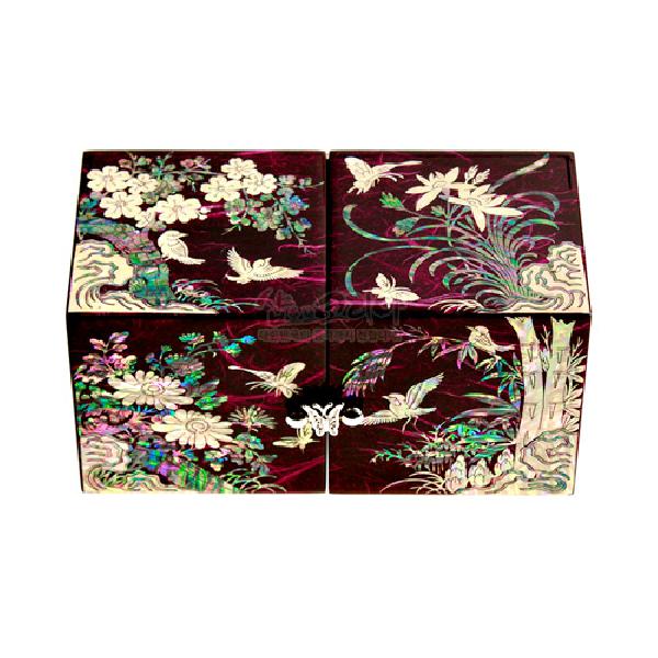 한지쌍합-사군자[자색] - 사군자의 멋이 담긴 쌍합보석함