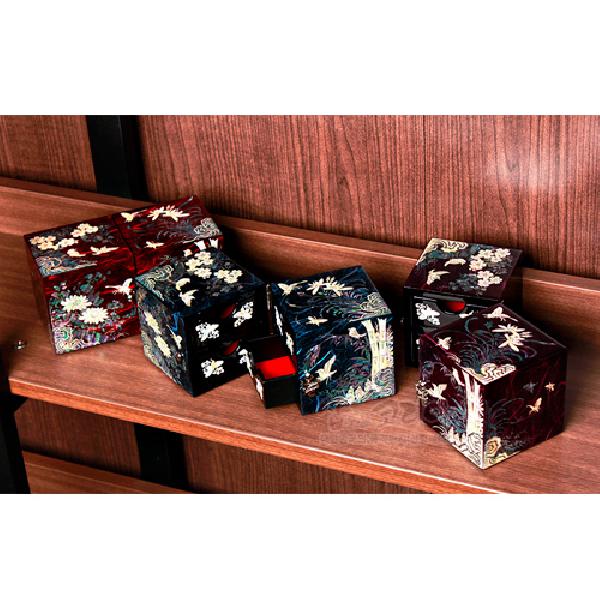 한지쌍합-사군자[자색] - 사군자의 멋이 담긴 쌍합보석함