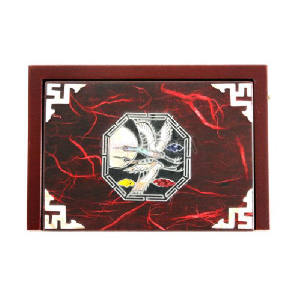 한지자동명함함-학팔각 [적색] - 고급스러운 한지와 자개의 조화