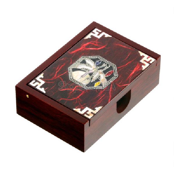 한지자동명함함-학팔각 [적색] - 고급스러운 한지와 자개의 조화