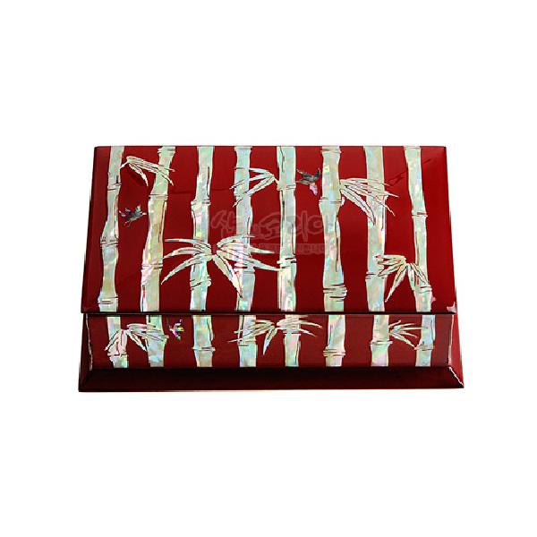 자개 유광명함함-대나무(적) - 책상 위를 빛나게 해 줄 나전칠기