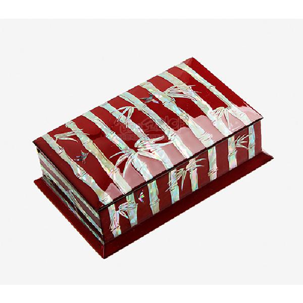 자개 유광명함함-대나무(적) - 책상 위를 빛나게 해 줄 나전칠기