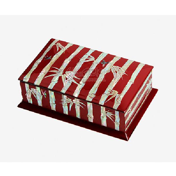 자개 유광명함함-대나무(적) - 책상 위를 빛나게 해 줄 나전칠기