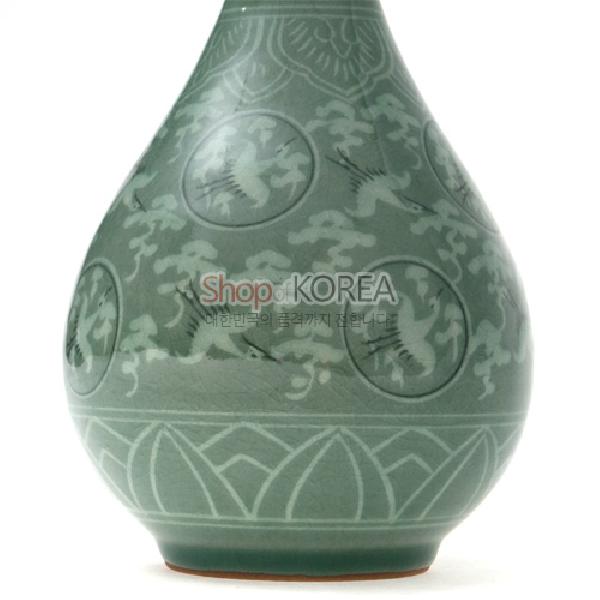청자상감운학 주매병 세트 특대-보자기포장 - 고려 청자상감운학주문매병을 재현