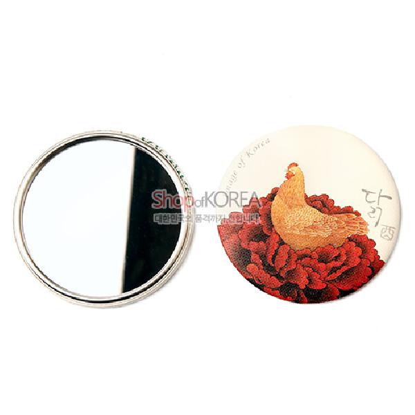 민화 원형손거울- 암탉 - 닭을 모티브로 디자인된 손거울