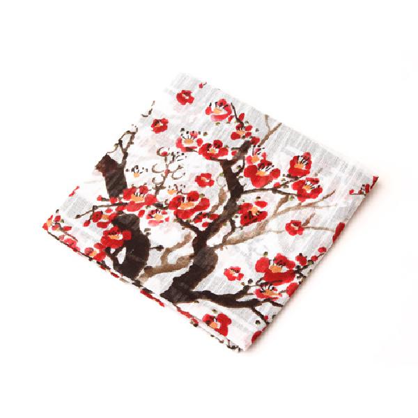 민속화 손수건-매화 - 매화 디자인의 손수건