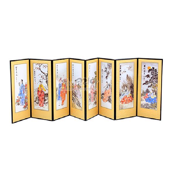 8폭실크작은병풍 중-인물도 - 인물도가 담긴 예쁜 8폭의 작은병풍