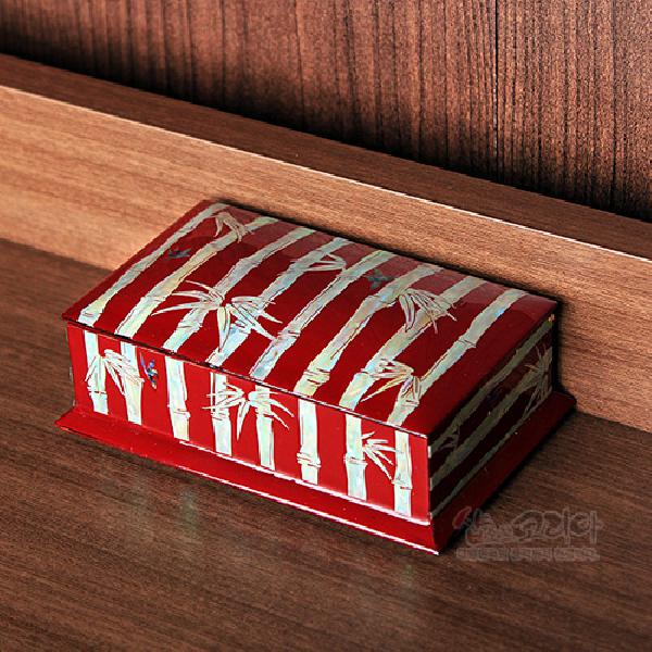 자개 유광명함함-대나무(적) - 책상 위를 빛나게 해 줄 나전칠기