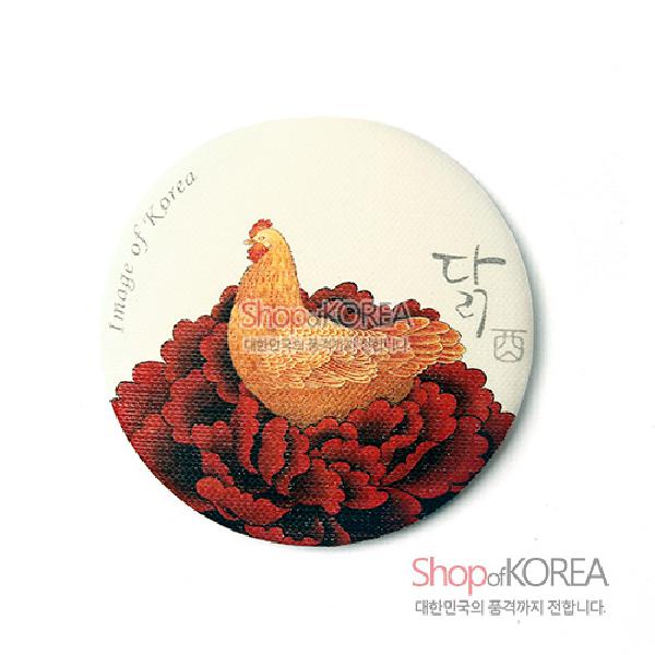 민화 원형손거울- 암탉 - 닭을 모티브로 디자인된 손거울