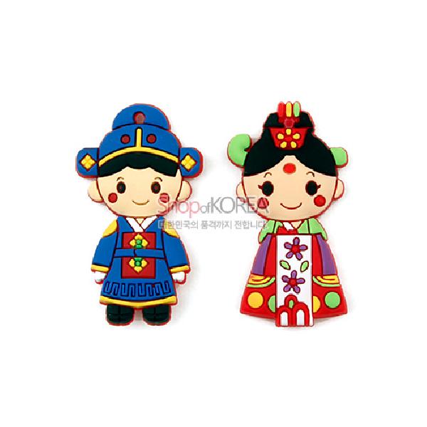 입체메모홀더 2p-신랑신부 - 전통인형 디자인 메모자석