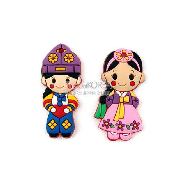 입체메모홀더 2p-도령과아씨 - 전통인형 디자인 메모자석